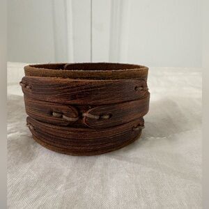 Handcrafted Brown Leather Cuff Bracelet